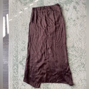 Zara Brown Silk Midi Skirt